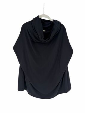 Chalet Black Cowl Neck Armless Cape Poncho Tunic Size Large Lagenlook Made USA